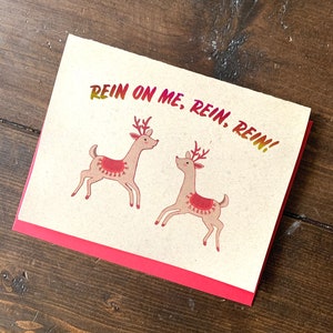 Carte de Noël Reindeer Reindeer - Carte A2 Handmade, Carte de Noël Punny, Lady Gaga Ariana Grande