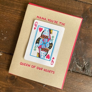 Carte de maman de reine de coeur - carte de jour de mère, carte d’anniversaire de maman, cadeau pour la maman, carte mère punny
