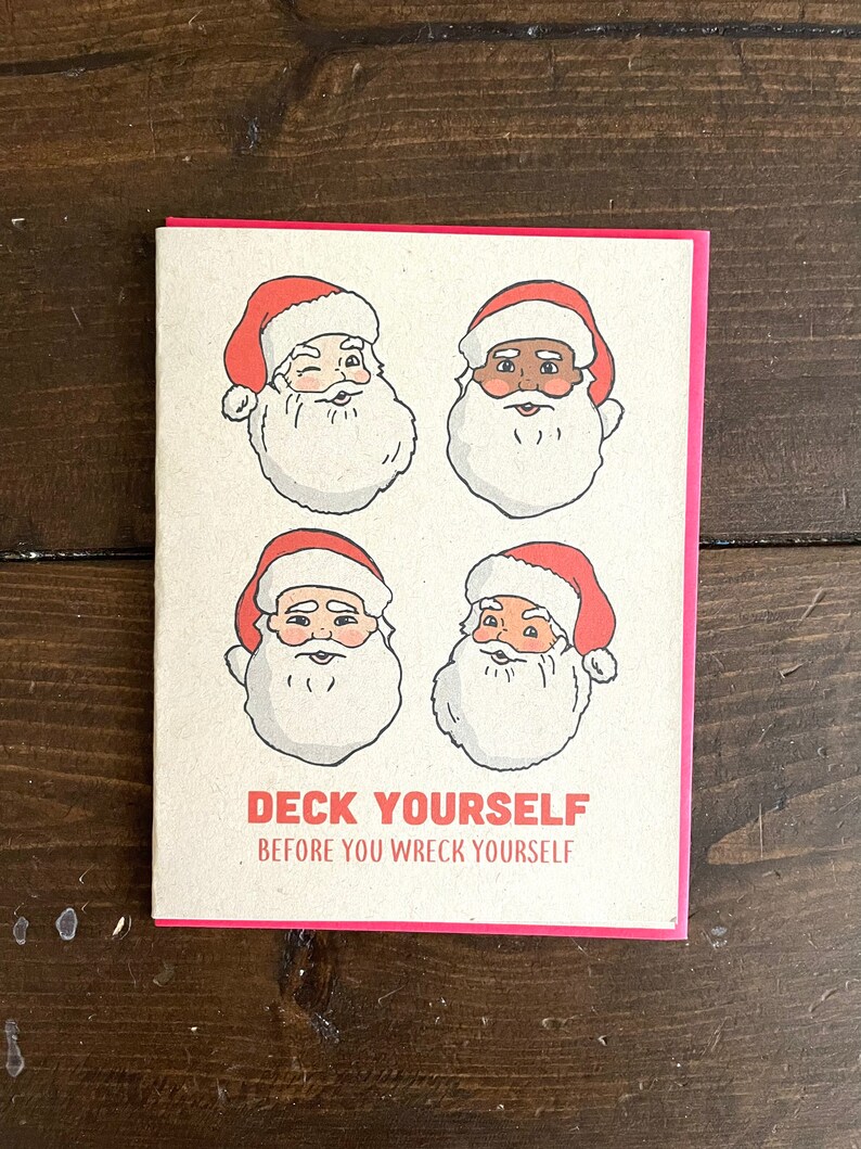 Hip Hop Santa Claus Christmas Card A2 Handmade Rap Ice Cube Christmas Card image 2