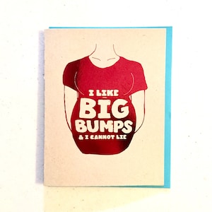 J’aime Big Bumps Baby Card - Handmade A2, New Baby Shower, Grossesse, Nouveau-né, Sir Mixalot Big Butts Hip Hop Card
