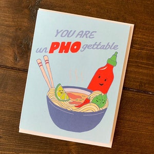 Pho Noodle Card - Pho Art, Vietnamese Pho Card, Noodle Bowl Card, Pho Puns, Pho Bowl,Punny Goodbye Card