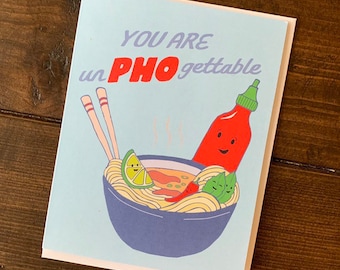 Pho Noodle Card - Pho Art, Vietnamese Pho Card, Noodle Bowl Card, Pho Puns, Pho Bowl,Punny Goodbye Card