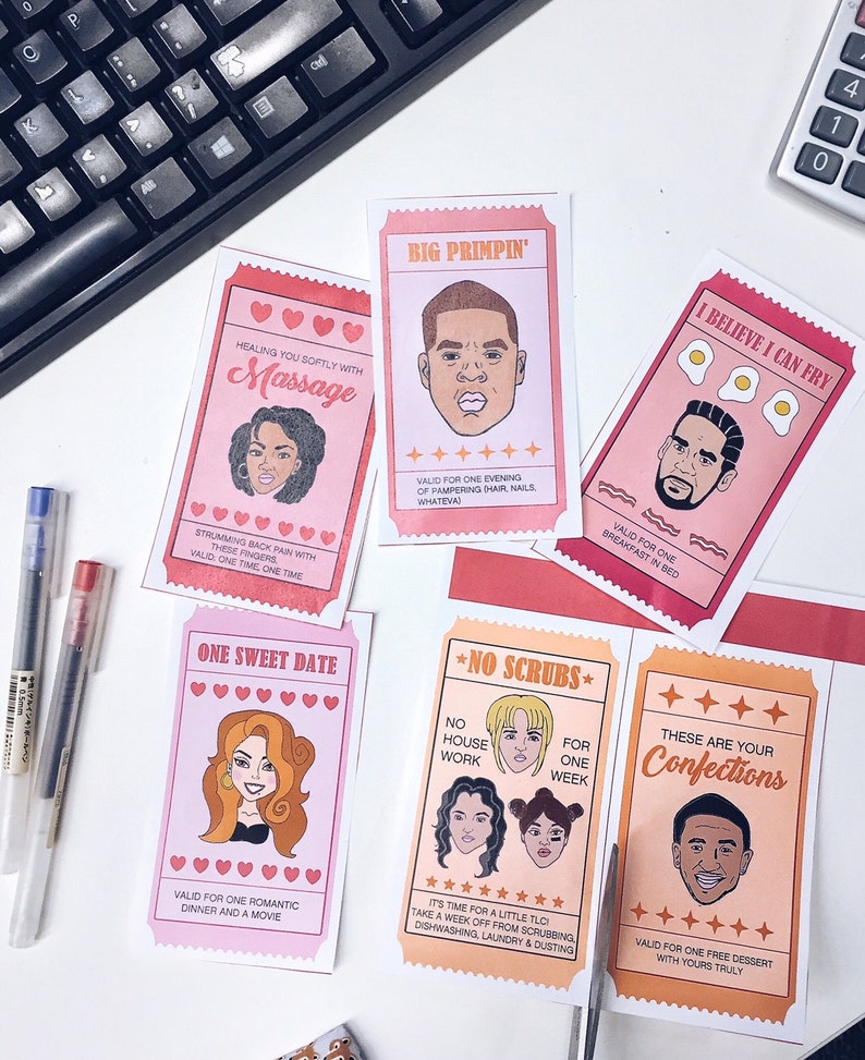 90s R/&B Love Coupons Hip Hop Valentine Card Coupons Valentines Anniversary Card Instand Download Printable Throwback Coupon Book