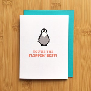 Carte de remerciement pingouin - jolie carte de pingouin de remerciement, cadeau pingouin, accessoires pingouin