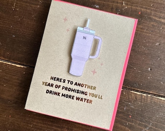 Tumbler Water Bottle Birthday Card