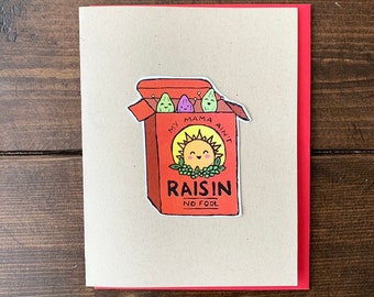 Raisin Mothers Day Card - Card for Mom, Gift for Mom, Mothers Day Gift, Funny Mothers Day Card