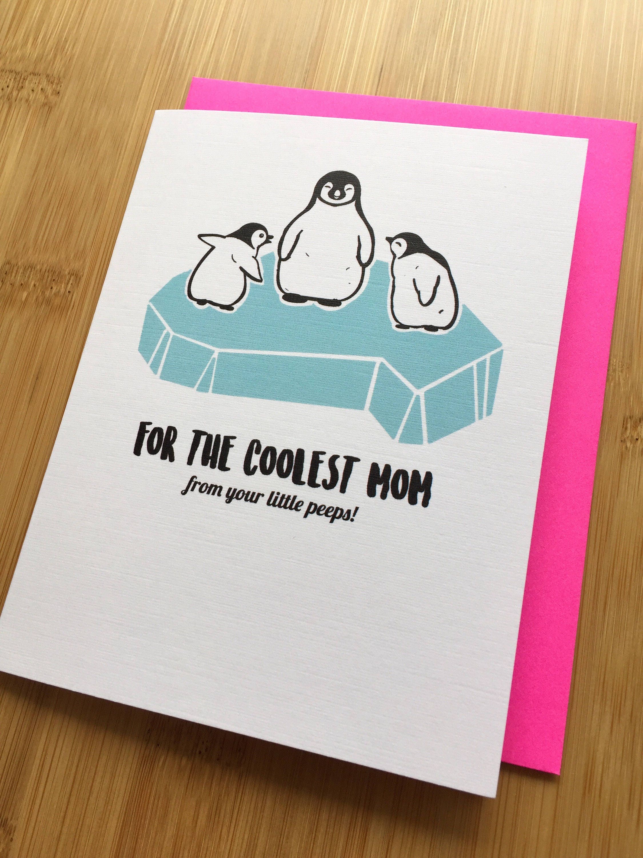 Penguin Mothers Day Card - Cute Penguin Card, Penguin Gift ...