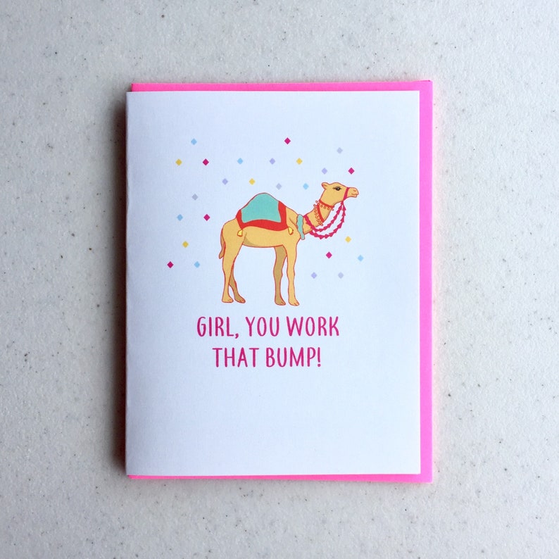 Camel Bump Baby Card Handmade A2 New Baby Shower Etsy