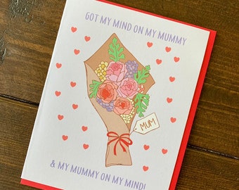 Mind on My Mummy Mother's Day Card - Flower Bouquet Mothers Day Card, Hip Hop Card for Mom, Mom Birthday Card