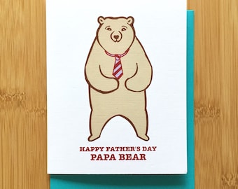 Papa Bear Fathers Day Card - Card for Dad, Grizzly Bear Dad Card, Teddy Bear Card