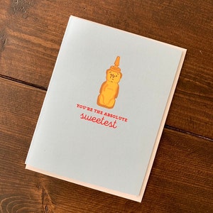 Honey Bear Thank You Card - Mignon Merci Honey Pot, Sweet Card, Honey Pun Gift, Honey Favors, Honey Jar