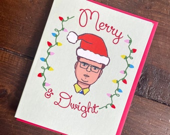 The Office Dwight Christmas Card - the office tv show xmas card, dunder mifflin card, dwight pam jim michael card