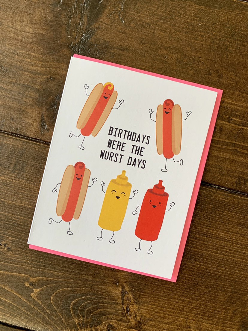 Hot Dog Birthday Card Handmade Punny Rap Hip Hop Birthday Card 