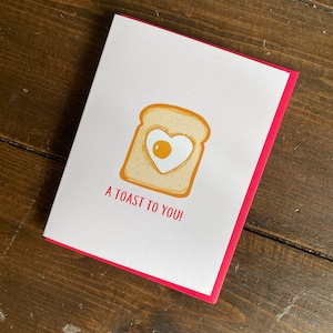 Carte de célébration de toast aux œufs, carte de fiançailles, carte de petit déjeuner, carte de mariage, anniversaire d'oeufs, carte de petit chien