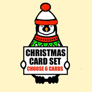 Jeu de cartes de Noël (6 cartes) - Choisissez 6 cartes faites à la main, jeu de cartes de Noël, jeu de cartes de Noël, cartes de Noël amusantes avec lettrage déjoué