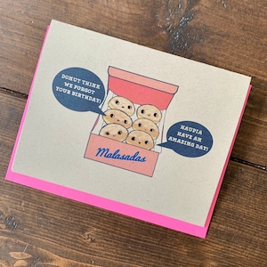 Carte d’anniversaire Hawaii Malasada - Hawaiian Food Bday Card