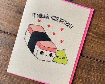 Hawaii Spam Musubi Birthday Card - Hawaiian Food Bday Card