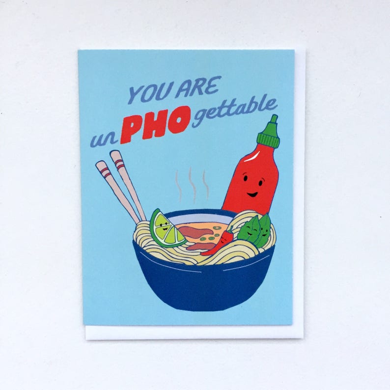 Pho Noodle Card - Pho Art, Vietnamese Pho Card, Noodle Bowl Card, Pho ...