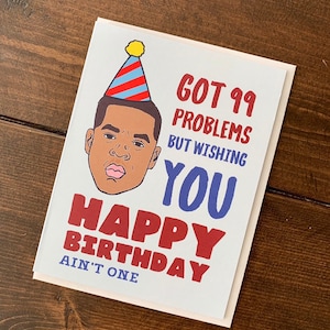 Carte d'anniversaire Jay-Z - Carte d'anniversaire de Jay Z à 99 problèmes, carte d'anniversaire de rap, fête des années 90, carte de hip hop