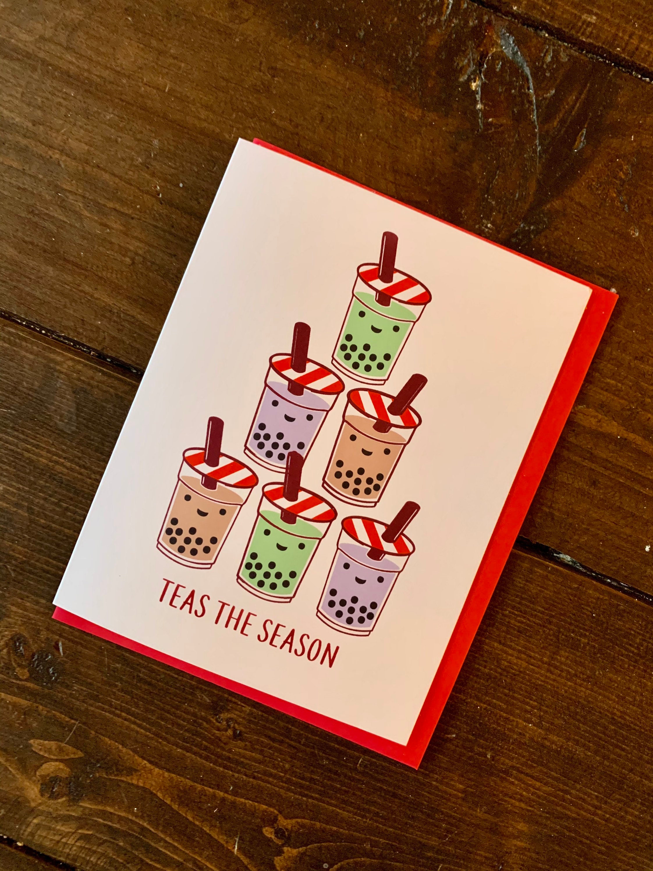Boba Christmas Card Bubble Tea Festive Card Funny Holiday Etsy Canada