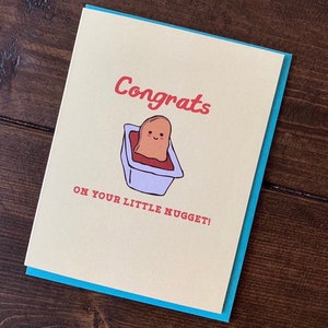 Nugget Baby Card - Handmade A2 New Baby Shower Newborn Chicken Nugget Tender Fast Food McDonalds Card