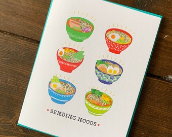 Sending Noods Noodle Card -  Noodle Bowl Card, Noodle Puns