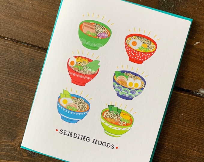 Featured listing image: Sending Noods Noodle Card -  Noodle Bowl Card, Noodle Puns