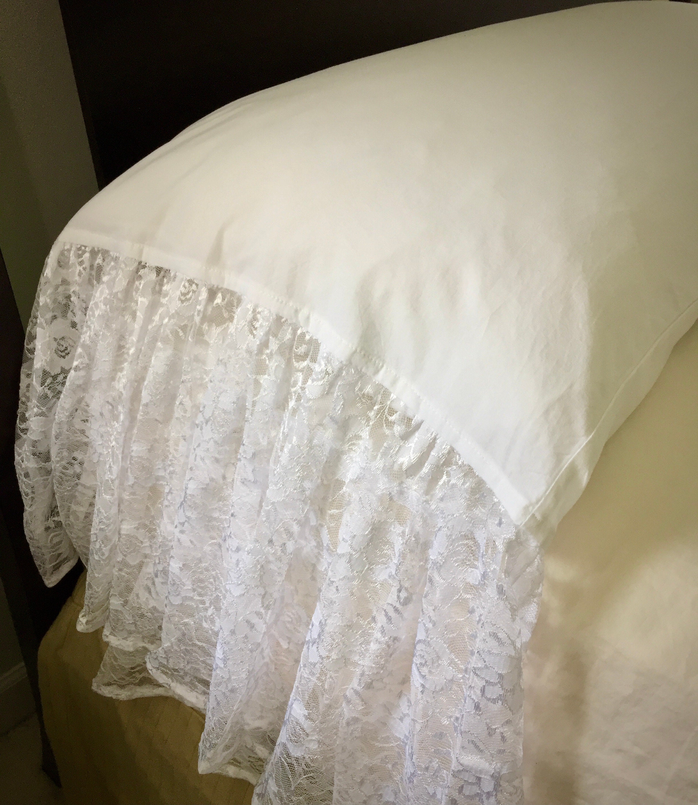 KING RUFFLE LACE Pillowcases Shams 2 White 13 inch Organza Etsy