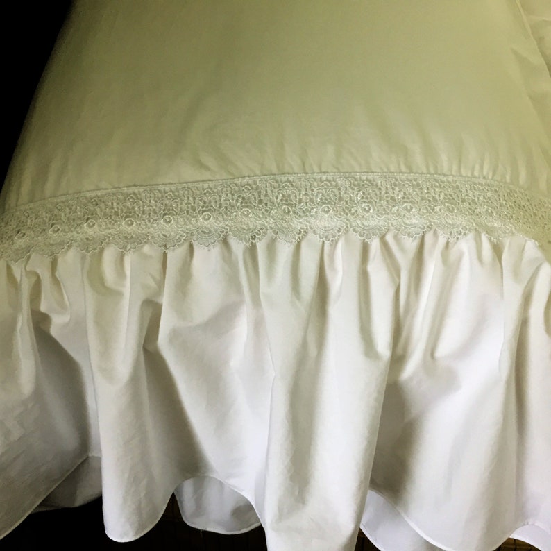 King RUFFLE & LACE PILLOWCASES Shams 2 White 100 Cotton Etsy