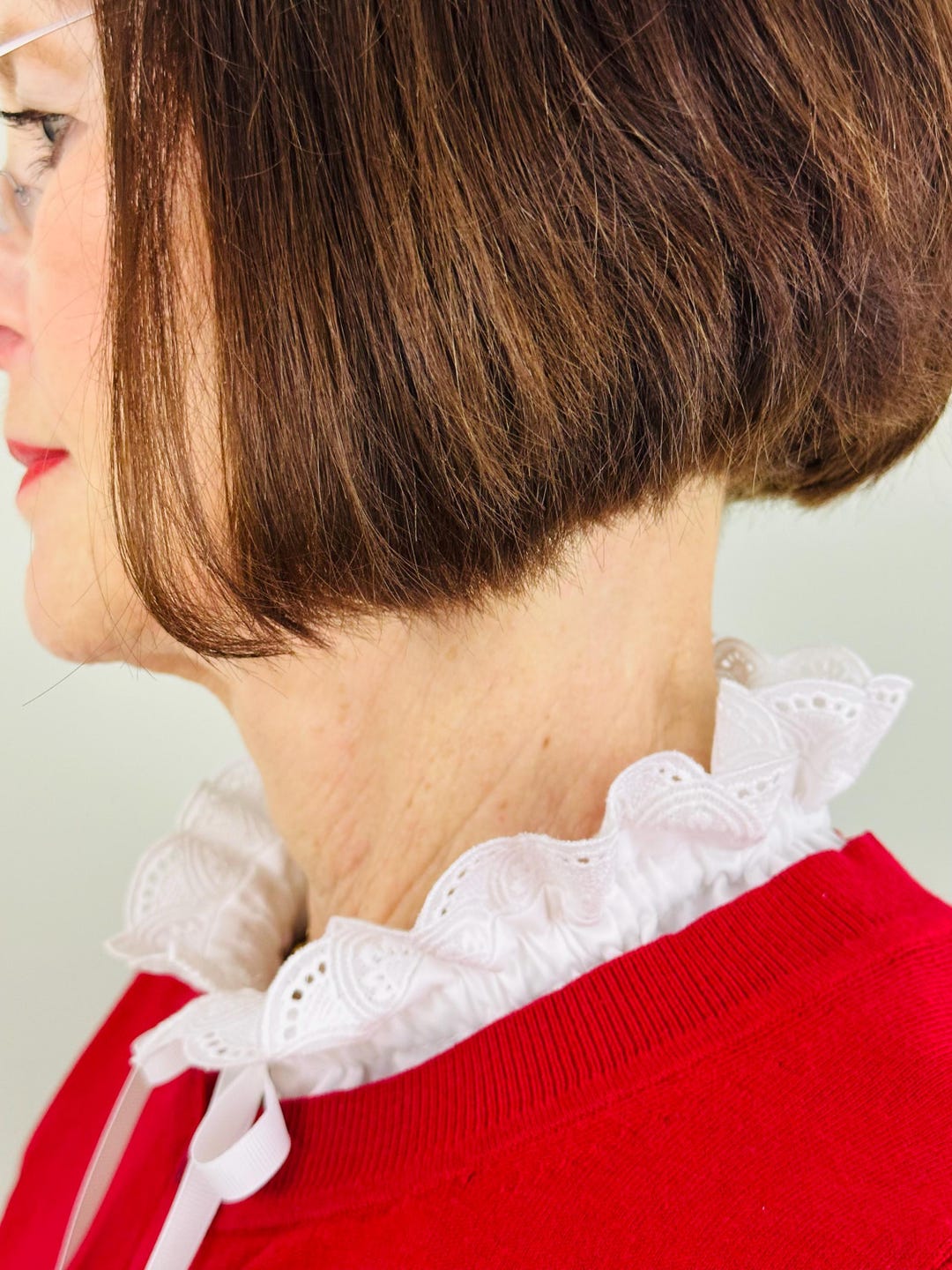EYELET RUFFLE COLLAR, Victorian, White Eyelet Lace, Detachable ...