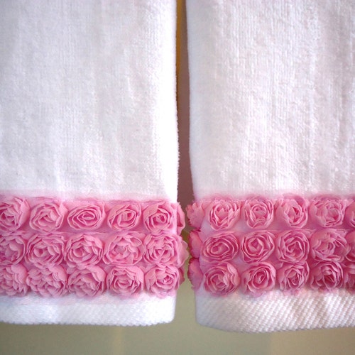 CREAM LACE Fingertip/guest Towels 2 Ivory Velour Cotton New Etsy