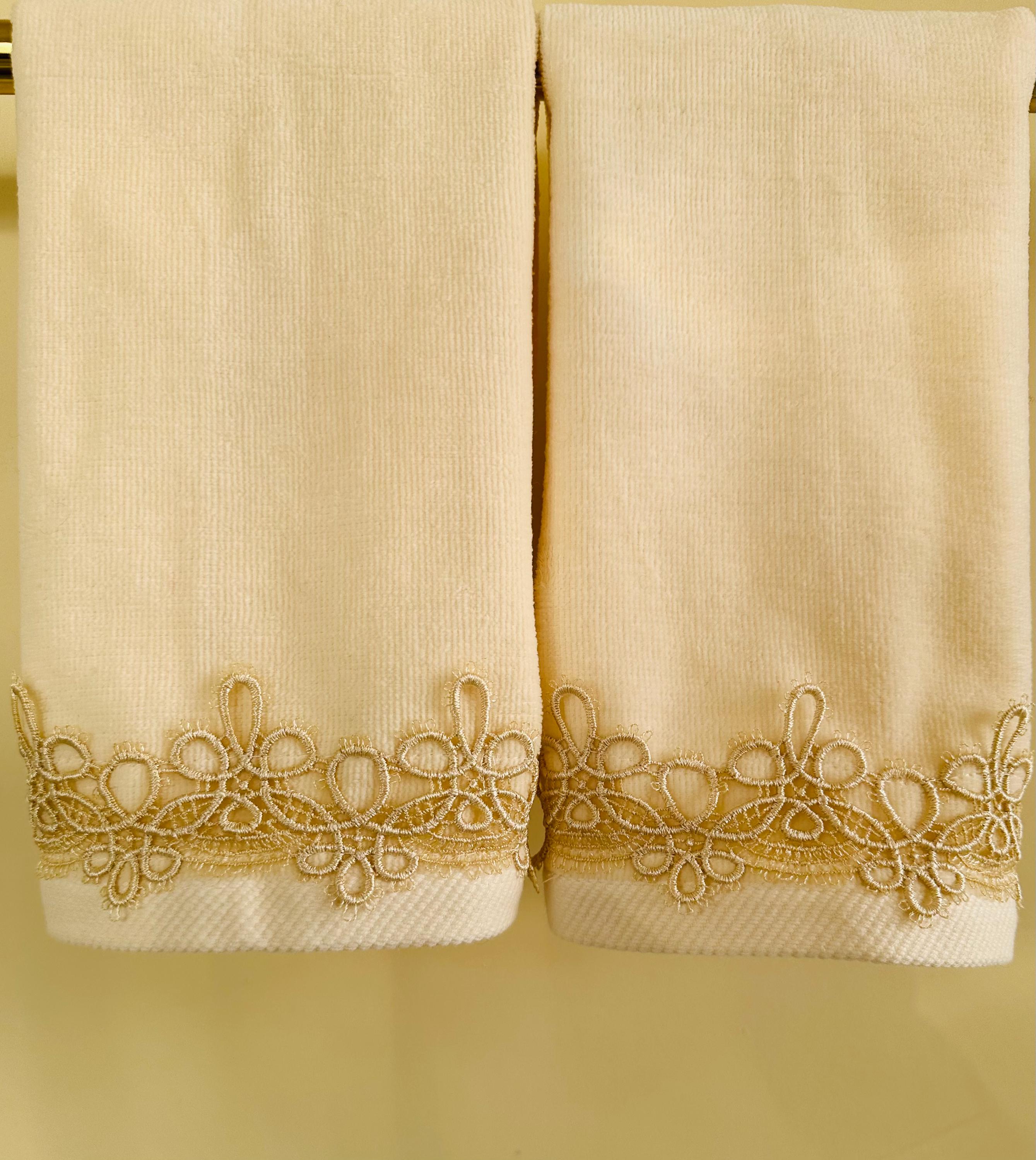 クリーム ヴェニス レース フィンガーティップタオル (2) アイボリー