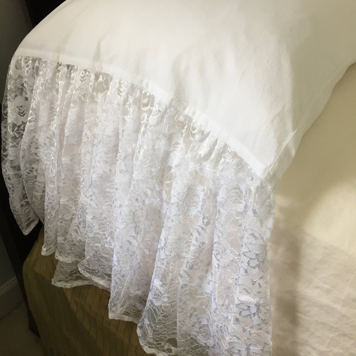 KING RUFFLE LACE Pillowcases Shams 2 White 13 inch Organza Etsy