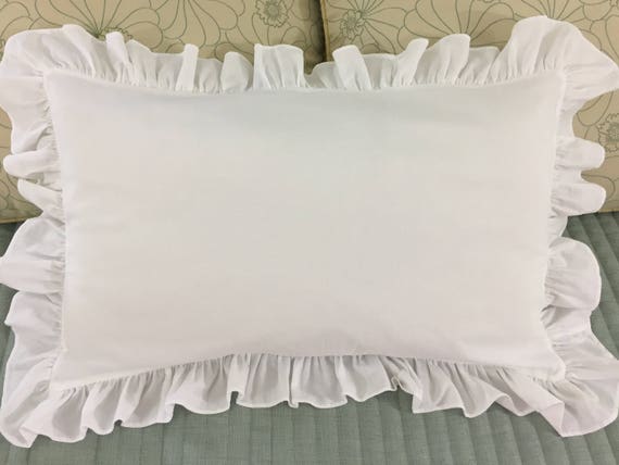 Shabby Chic Ruffle Pillowcase Shams 2 60cm X 40cm White Etsy