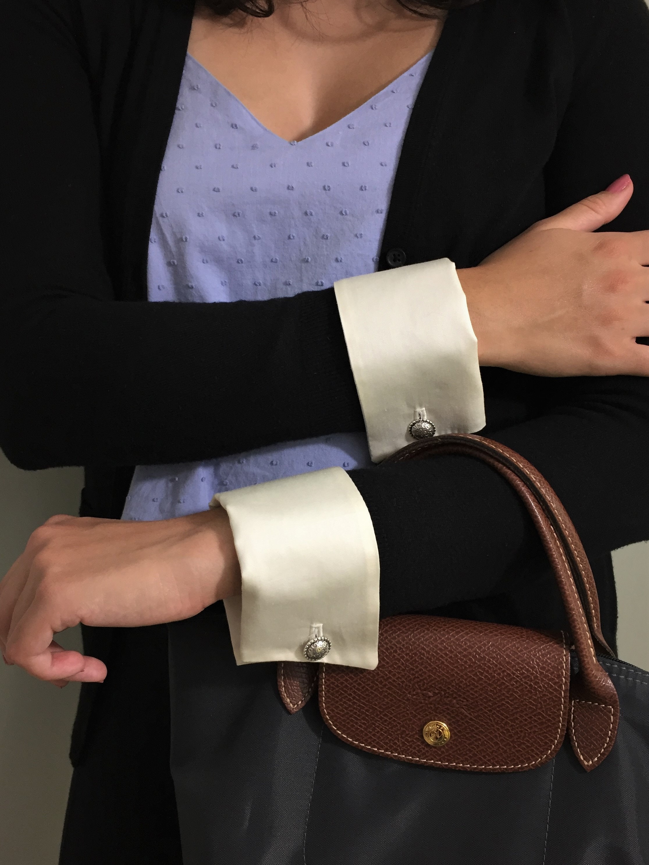 WRIST CUFFS 2 Ivory, Cuff Links, French Cuffs, Detachable, Removable