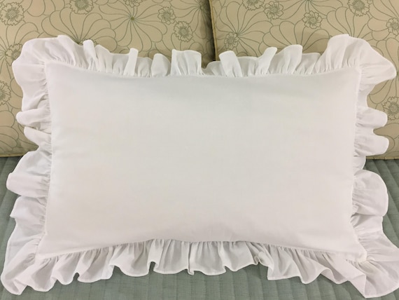 Shabby Chic European Cushion Pillow Cover Pillowcase White Lace Ruffled Square
