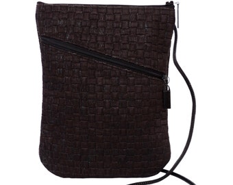 Solid Black Cork Crossbody Bag