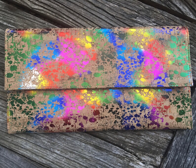 Elegant Cork Folio Clutch the perfect party companion Rainbow Dreams