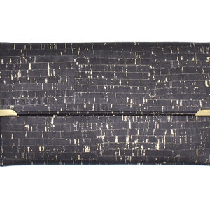 Elegant Cork Folio Clutch the perfect party companion Black and Gold Cork