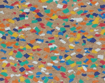 Back in Stock!! Cork Fabric in a Multicolor Artistic pattern from Italy