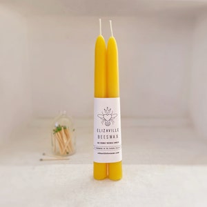 8" Beeswax Tapers, As Seen in Air Mail Weekly, Beeswax Candles, Eight Inch Tapers, Natural Yellow Beeswax Candles, Custom Color Candles