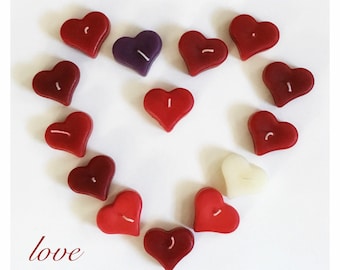 Valentines Day Gift, TWO Heart Shaped Candles, Valentine’s Day Candles, Beeswax Heart Candle, Floating Candle, Red Heart Candles