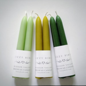 Six Inch Tapers, Green Candles, Small Candles, 100% Beeswax Candles, Green Candles, Custom Colors, Chartreuse, Black Friday Sale