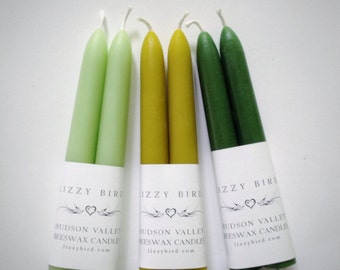 Six Inch Tapers, Green Candles, Small Candles, 100% Beeswax Candles, Green Candles, Custom Colors, Chartreuse, Spring Green