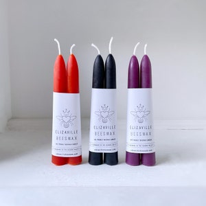 Handmade Beeswax Taper Candles: 6&quot; Choose Your Colors, Set of 6