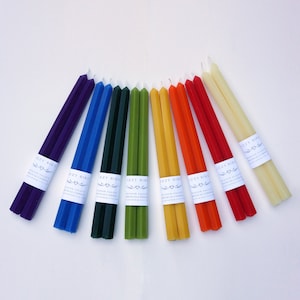 12” Hexagonal Candles, Beeswax Candles, Hex Candles, Hexagonal Tapers, Taper Candles, Custom Colors, Customized Candles