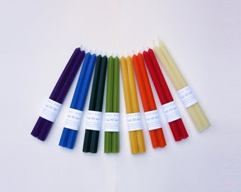 12” Hexagonal Candles, Beeswax Candles, Hex Candles, Hexagonal Tapers, Taper Candles, Custom Colors, Customized Candles