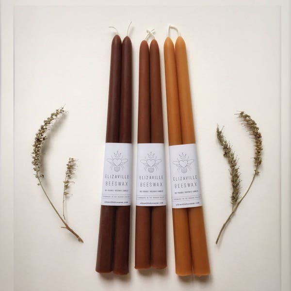 Tall Brown Candles, Beeswax Tapers, One Pair of Candles, 12" Tapered Candles, Beeswax Candles, Custom Color, Dark Brown Candles, Dark Candle