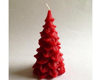 Large Tree Candle, One Tree, Beeswax Candle, Red Candles, Christmas Tree, Holiday Candle, Red and Green, Custom Color Candles