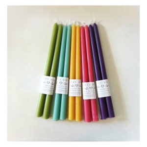 12" Tall Beeswax Tapers - Bright Color Candles - Colorful Handmade Candles
